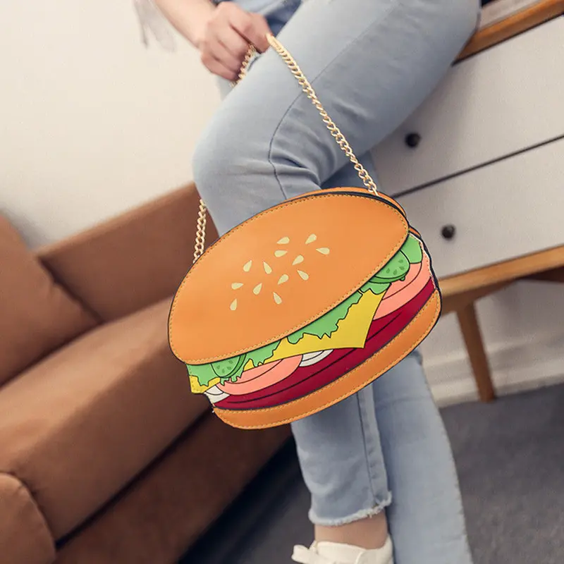 Unique Cartton Crossbody Bags For Women Hamburger French Fries Popcorn Shape Shoulder Messenger Bags Handbag Bolsas Femininas 1