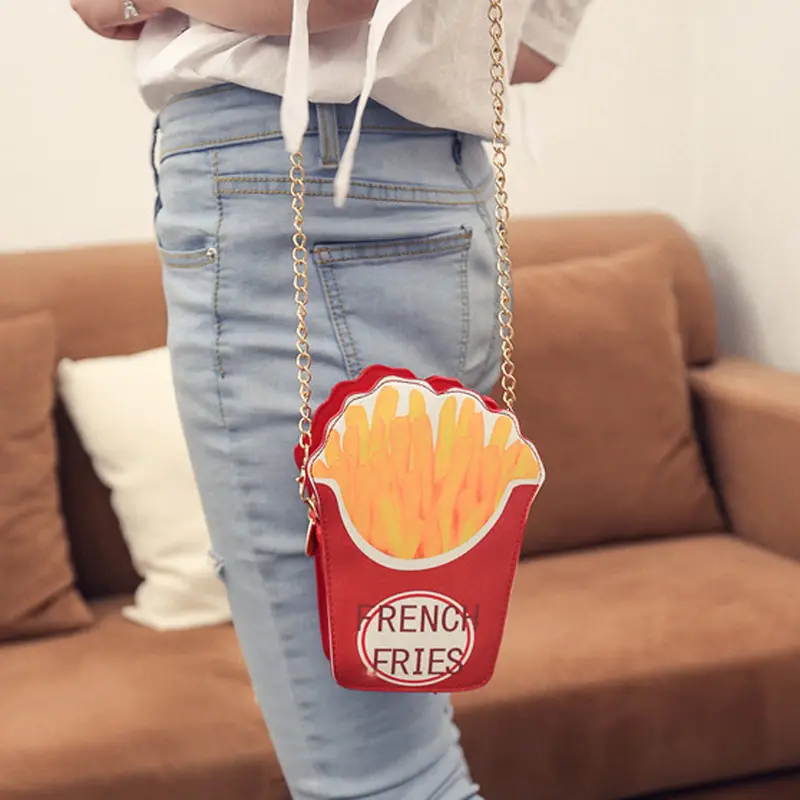 Unique Cartton Crossbody Bags For Women Hamburger French Fries Popcorn Shape Shoulder Messenger Bags Handbag Bolsas Femininas 2