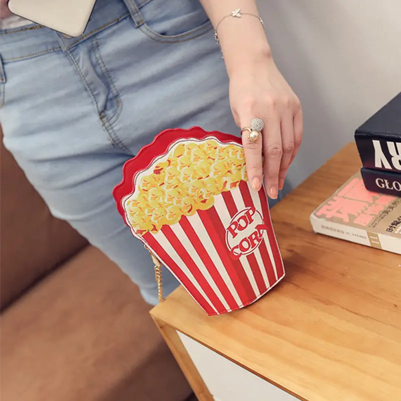 Unique Cartton Crossbody Bags For Women Hamburger French Fries Popcorn Shape Shoulder Messenger Bags Handbag Bolsas Femininas 3