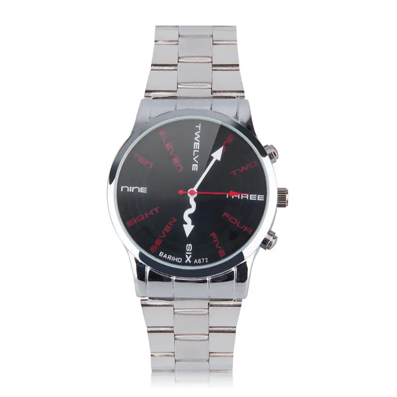 Unique Dial Stainless Steel Band Quartz Wrist Watch Gift 2