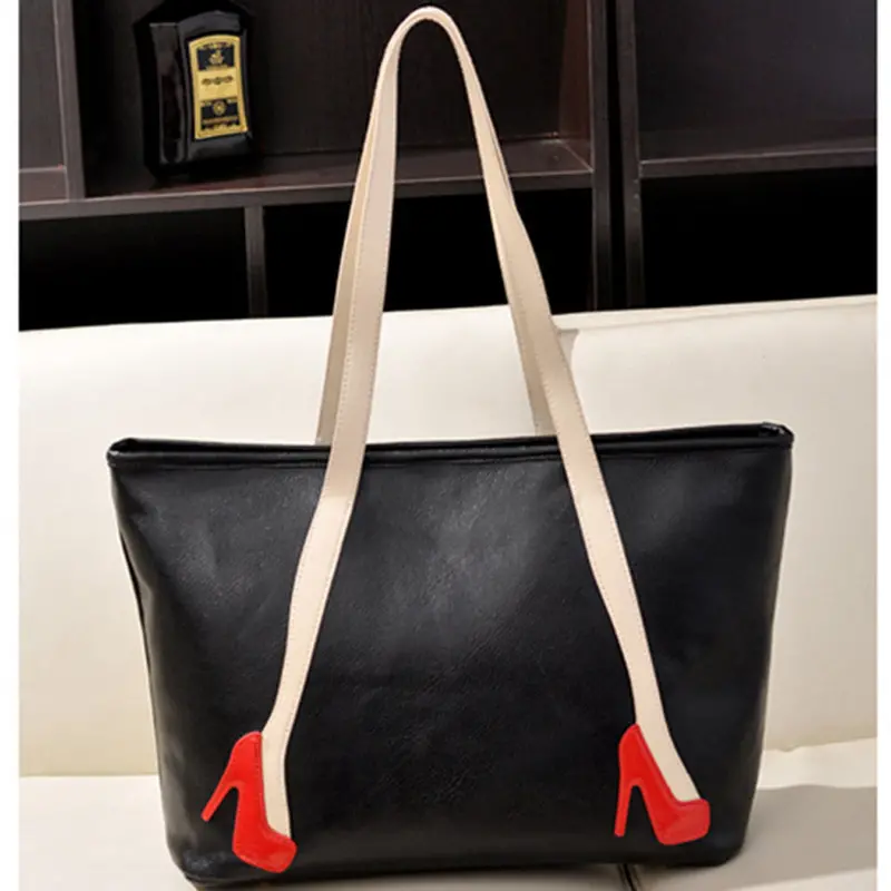 Unique High-Heel Pattern Women Leather Handbags Female Shoulder Bags Fashion Girls Shopping Tote Bag Lady Travel Handbags 1
