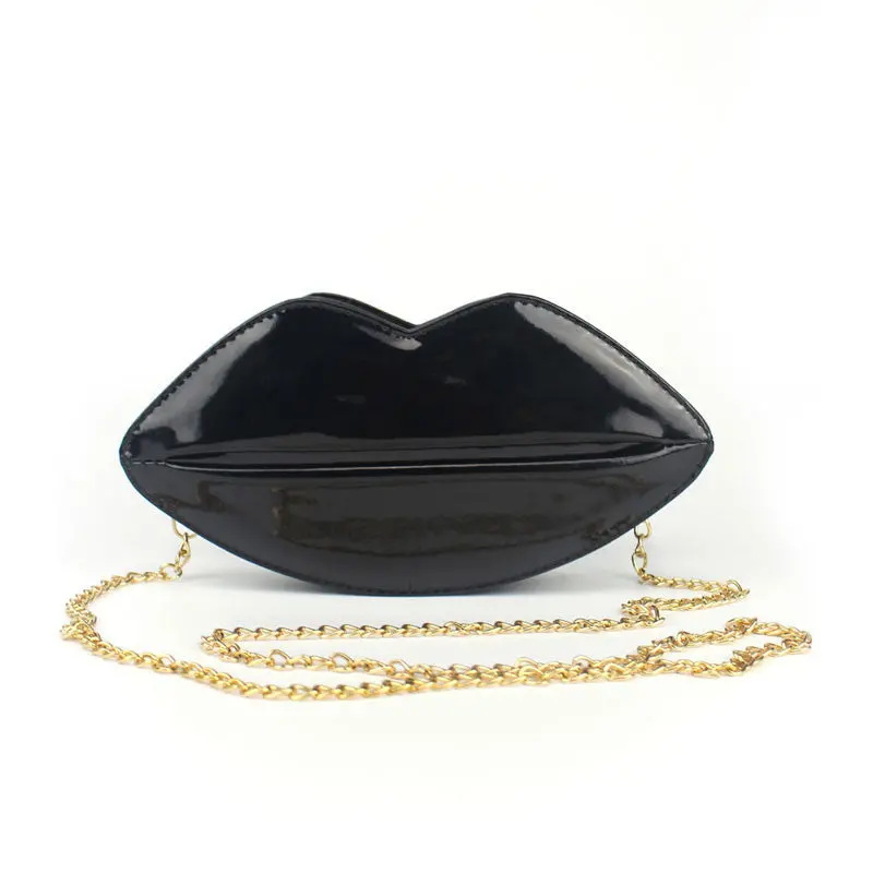 Unique Pu Leather Women Handbag Messenger Bag Evening Bags Red Lips Shape Women Handbags Purse Lady Clutch Chain Shouder Bag 3