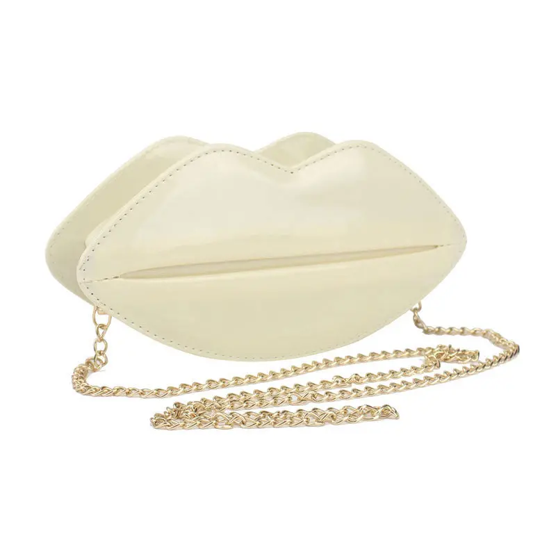 Unique Pu Leather Women Handbag Messenger Bag Evening Bags Red Lips Shape Women Handbags Purse Lady Clutch Chain Shouder Bag 4