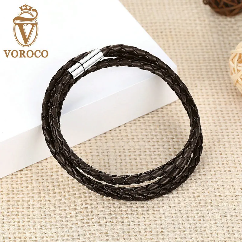 Unisex Adjustable Chain Brown Leather Bracelet With Magnet Buckle Fashion Pulseras Hombre 0063-3 2