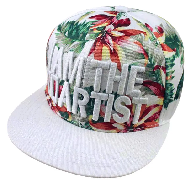 Unisex Cap Snapback Black White Cap Men Women Adjustable Baseball Cap Hip Hop Hat Floral Flat Peak Hat Gorras Planas Hip Hop 2