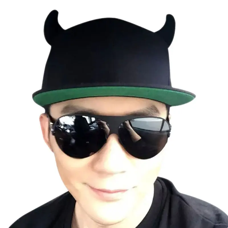 Unisex Men Women Adjustable Baseball Ox Horn Hat Flat Along The Hip-Hop Cap 1
