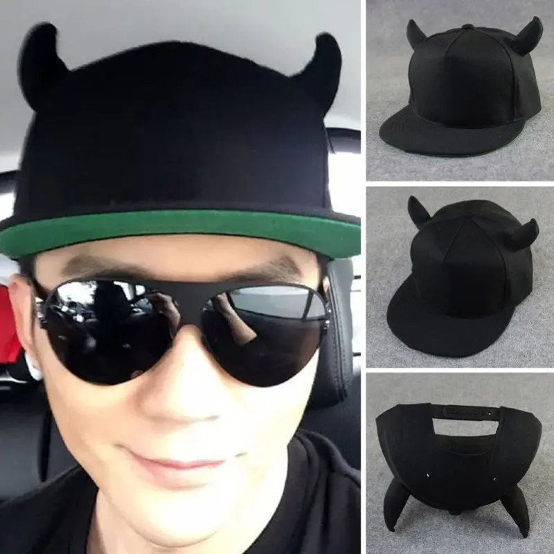 Unisex Men Women Adjustable Baseball Ox Horn Hat Flat Along The Hip-Hop Cap 2