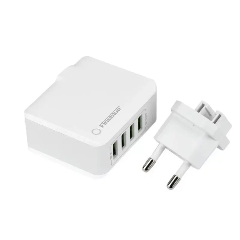 Universal 4 In 1 Usb Output Ports Desktop Charger Adater With Us Eu Plug For Iphone For Samsung White 1
