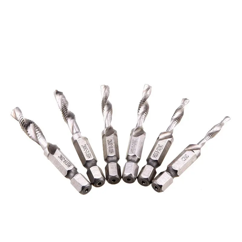 Useful 6Pcs Hex Hss Screw Thread Inch Plug Hand Tap Drill Bits For Metal Aluminum Tool 77349 1