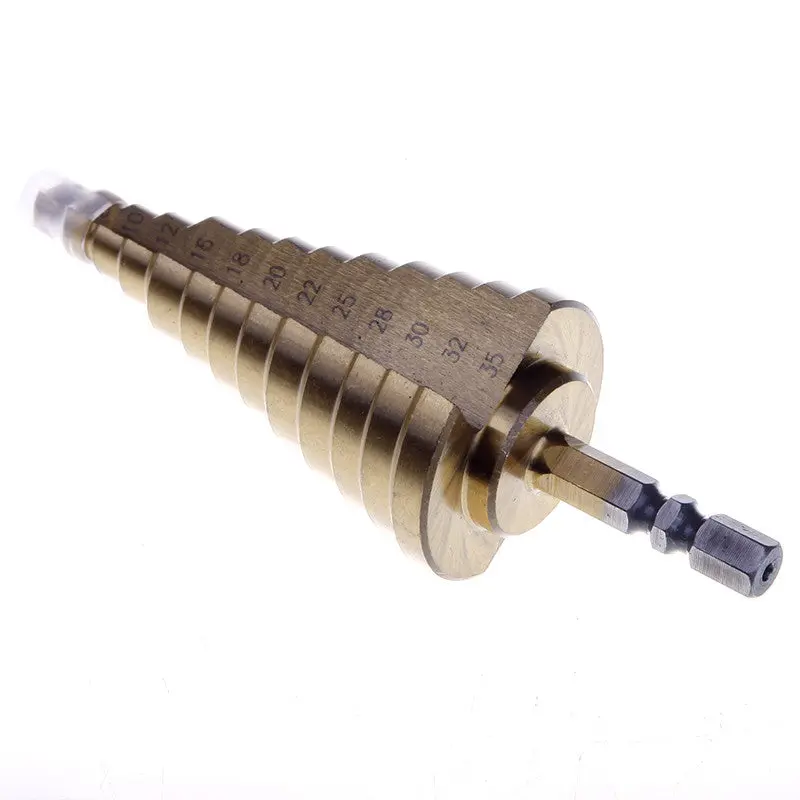 Useful Titanium Coated Step Cone Drill Bit 13 Steps Hex Shank Hss 6-35Mm 72212 2