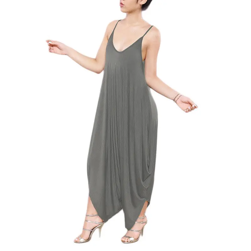 V-Neck Sexy Jumpsuit One-Piece Loose Bodysuit Romper Pants 4