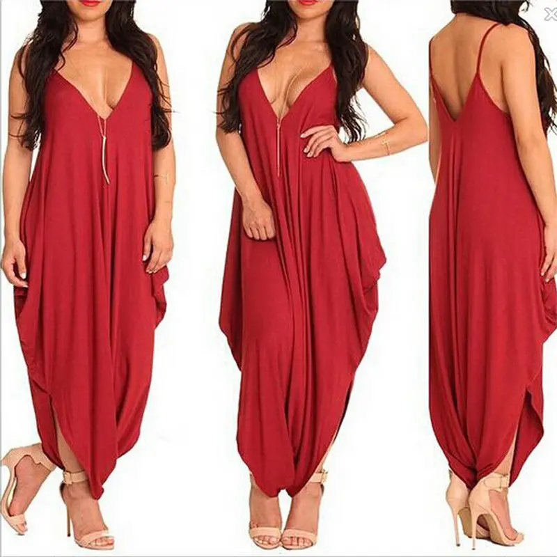 V-Neck Sexy Jumpsuit One-Piece Loose Bodysuit Romper Pants 5