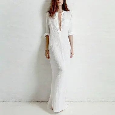 V-Neck Split Maxi Dress for Women – Solid Color Longline Style in Extended Sizes
