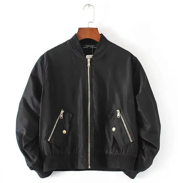V Neck Zipper Pocket Elastic Sleeve Pilots Jacket Harajuku Women Bomber Jacket Coat Pilots Outerwear 1