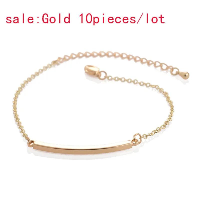 Valentine Gifts Gold Silver Curved Bar Bracelet Geometric Bend Circle Round Bracelet Girl Jewelry 10Pcs-B013 1