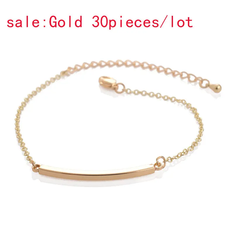 Valentine Gifts Gold Silver Curved Bar Bracelet Geometric Bend Circle Round Bracelet Girl Jewelry 10Pcs-B013 2