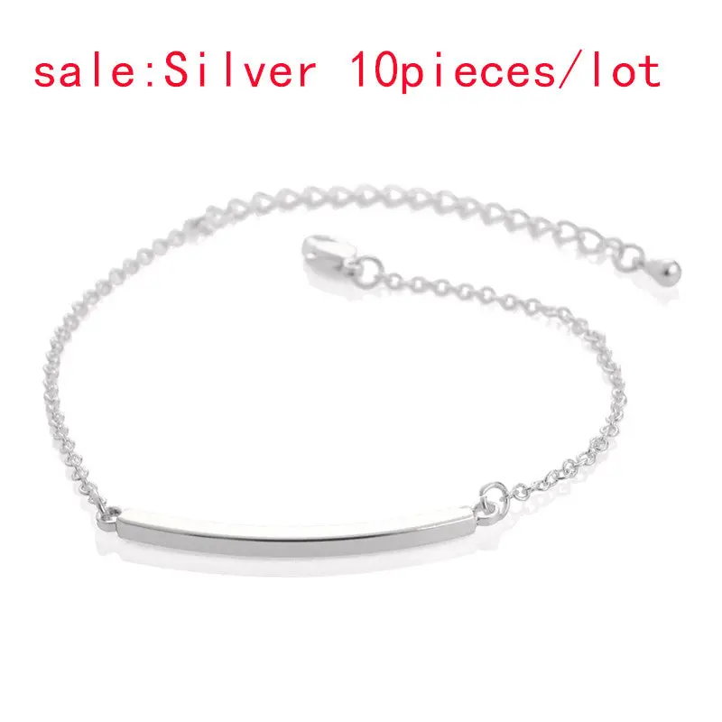 Valentine Gifts Gold Silver Curved Bar Bracelet Geometric Bend Circle Round Bracelet Girl Jewelry 10Pcs-B013 3