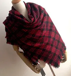 Valentine's Day Gift Checked Plaid Wendeschal Blogger Karo Favor Tartan Scarf Wrap Shawl Plaid Cozy Checked Blanket Over Size 1