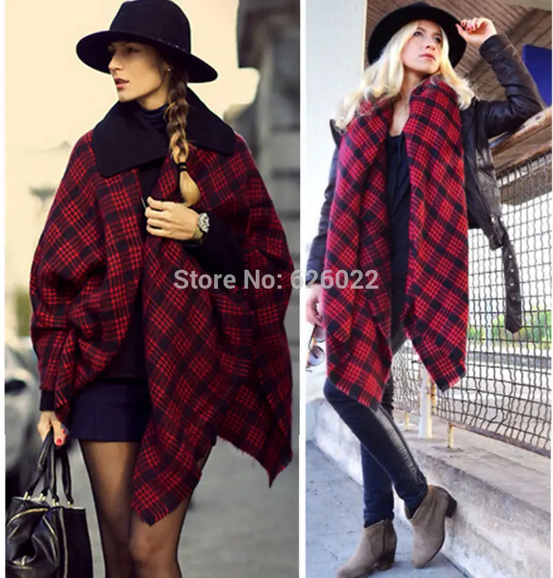 Valentine's Day Gift Checked Plaid Wendeschal Blogger Karo Favor Tartan Scarf Wrap Shawl Plaid Cozy Checked Blanket Over Size 2
