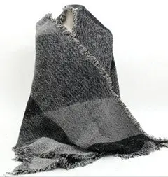 Valentine's Day Gift Over Size Fringed Scarf Wrap Shawl Plaid Checked Blanket Contrast Color Plaid Beveled Tassel Edged Scarf 2