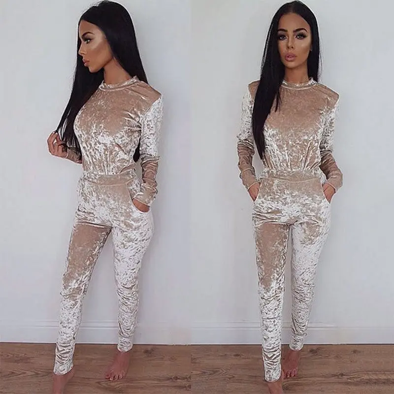 Velvet Bodycon Jumpsuit Women Rompers Sexy Womens Jumpsuits Club Party Jumpsuit Overalls 1