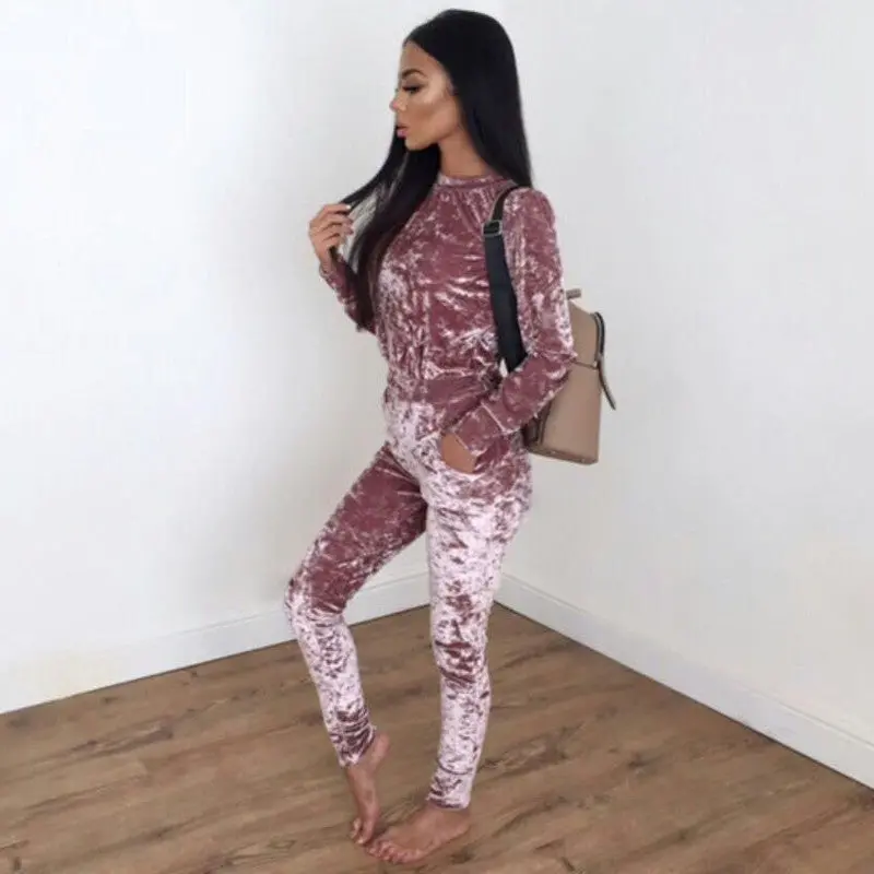 Velvet Bodycon Jumpsuit Women Rompers Sexy Womens Jumpsuits Club Party Jumpsuit Overalls 2