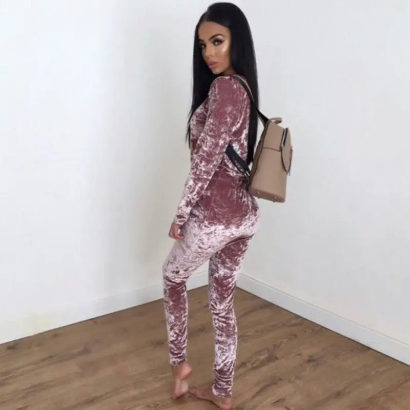 Velvet Bodycon Jumpsuit Women Rompers Sexy Womens Jumpsuits Club Party Jumpsuit Overalls 3