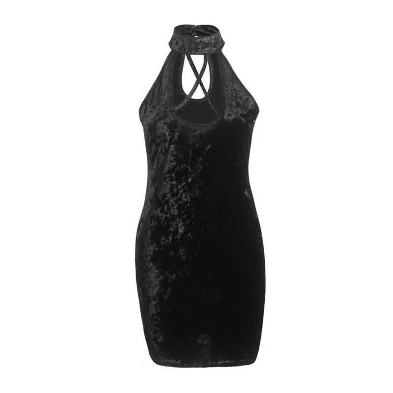 Velvet Women's Sexy Bodycon Dress Low Cut Slim Night Club Dresses Off The Shoulder Party Dress Mini Robe Femme 1