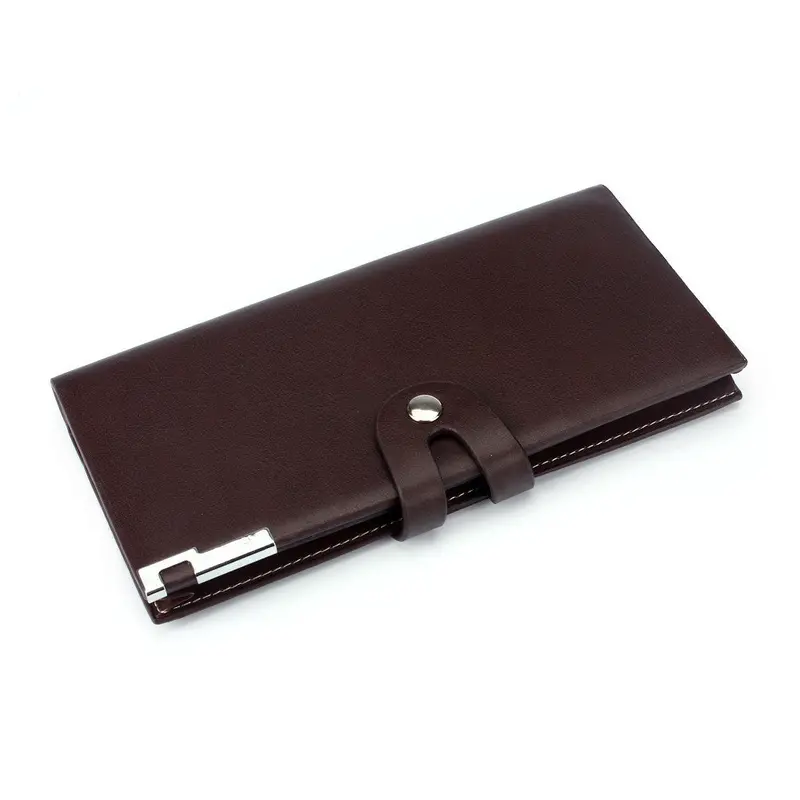 Very Stylish Super Men Long Section Button Bifold Business Leather Wallet Card Coin Wallet Purse 2