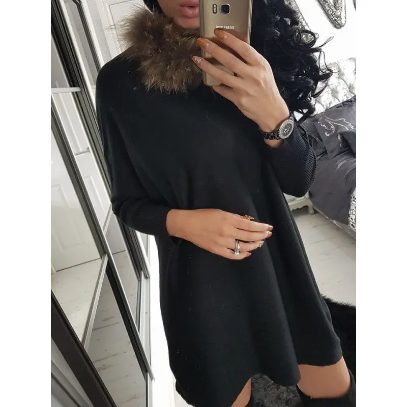 Vestido De Festa Dress Rabbit Hair O-Neck Mini Dress Loose Casual Dresses Vestidos Plus Size Gv496 1