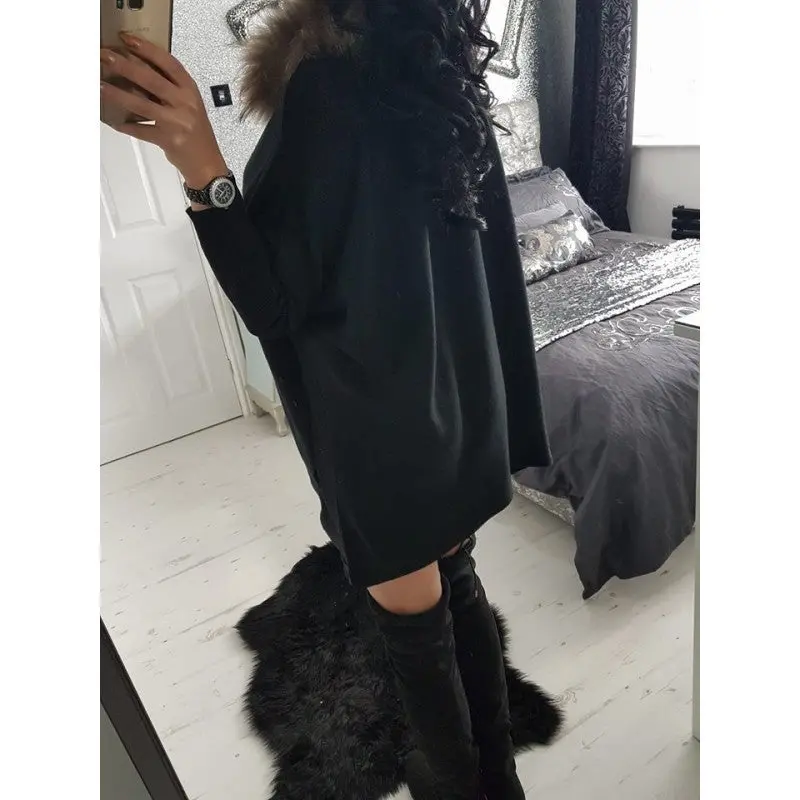 Vestido De Festa Dress Rabbit Hair O-Neck Mini Dress Loose Casual Dresses Vestidos Plus Size Gv496 5