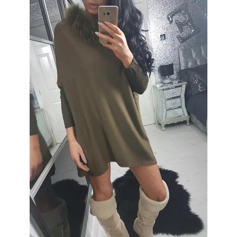 Vestido De Festa Dress Rabbit Hair O-Neck Mini Dress Loose Casual Dresses Vestidos Plus Size Gv496 6