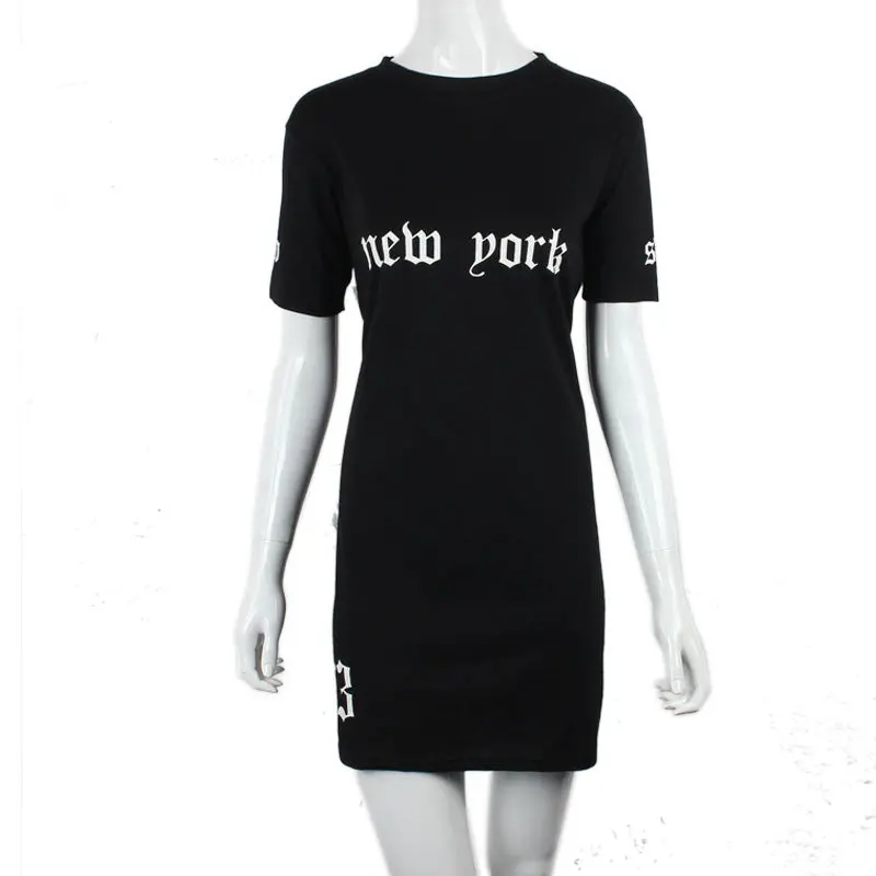 Vestido Women Baseball Dress Short Sleeve Letters Printed Dresses Loose Casual Shirtdress 1