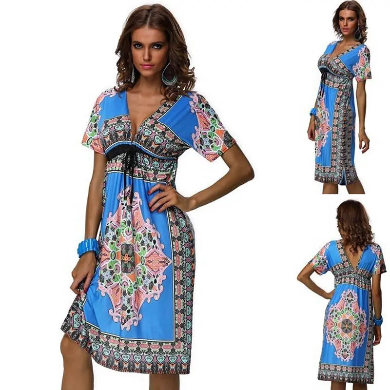 Vestido Women Sexy Women Beach Mini Dress Tropical Brasil Dresses Casual Floral Print Loose Dress Robe 1