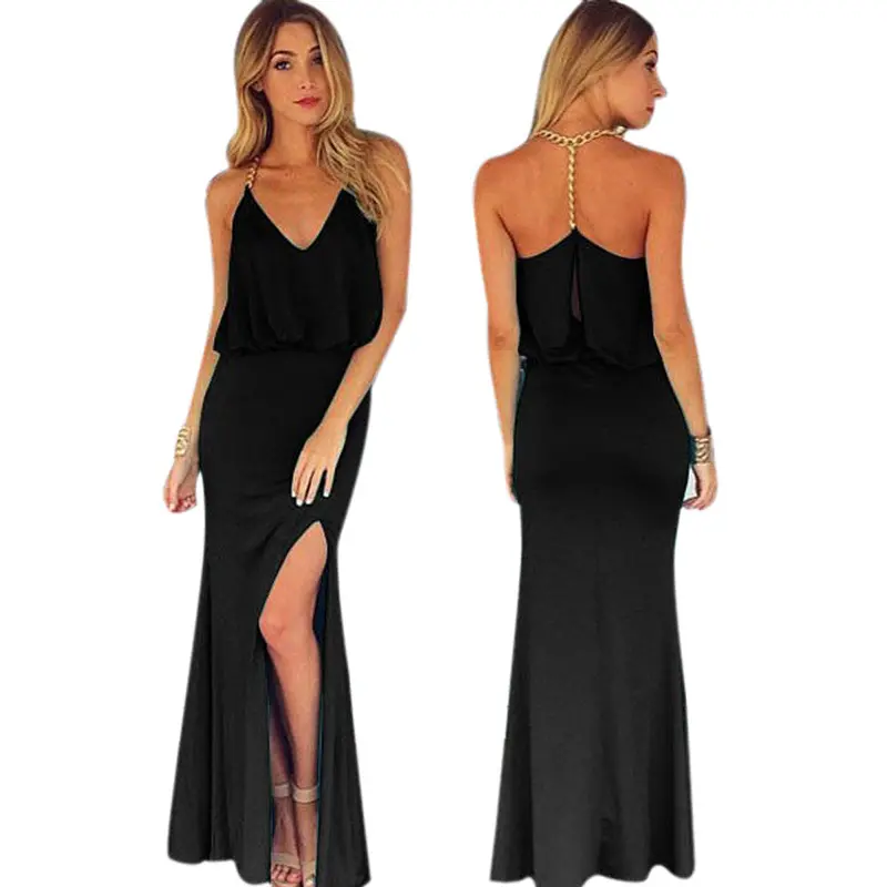 Vestidos De Fiesta Long Dress Women Sexy Black Bohemia Sleeveless Night Club Dress Party Dresses Feida 1