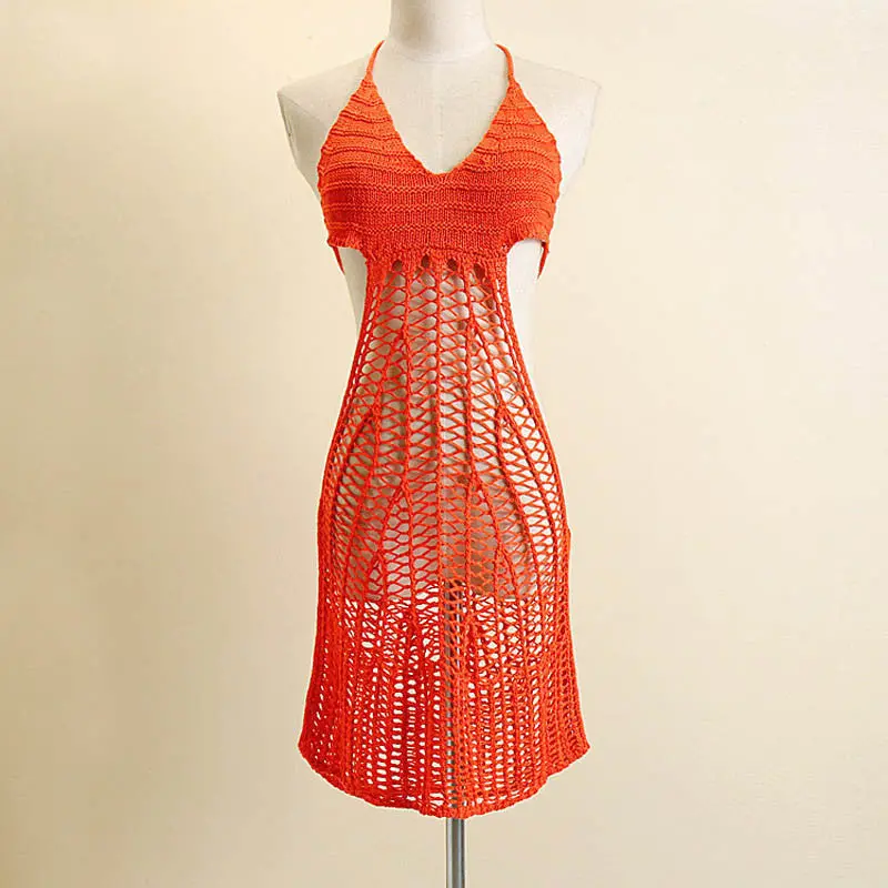 Vestidos Sexy Women Slim Knitwear Frenum Sleeveless Backless Mini Dress 1