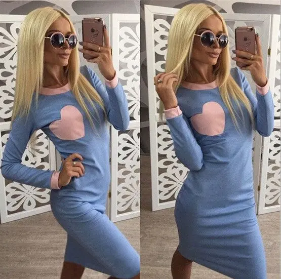 Vestidos Women Bodycon Dress Casual Patchwork Slim O-Neck Long Sleeve Dresses Elegant Office Dress Gv312 5