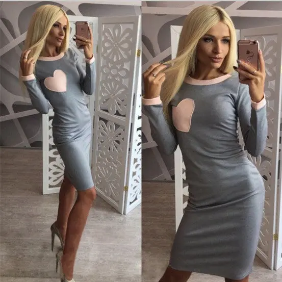 Vestidos Women Bodycon Dress Casual Patchwork Slim O-Neck Long Sleeve Dresses Elegant Office Dress Gv312 6
