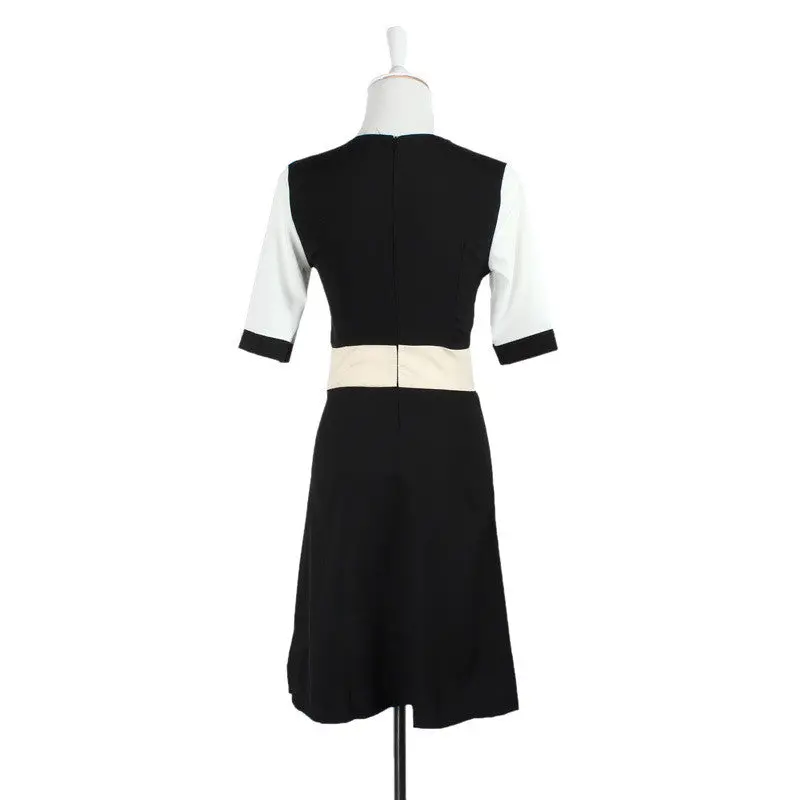 Vestidos Women Elegant Slim Party Dress Clothes Robe Black And White Dress 4