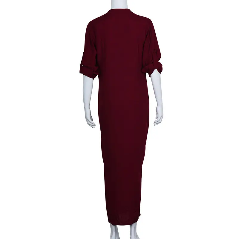 Vestidos Women Sexy Casual Dress Deep V Neck Split Solid Long Maxi Dress Plus Size Xsxxl 9