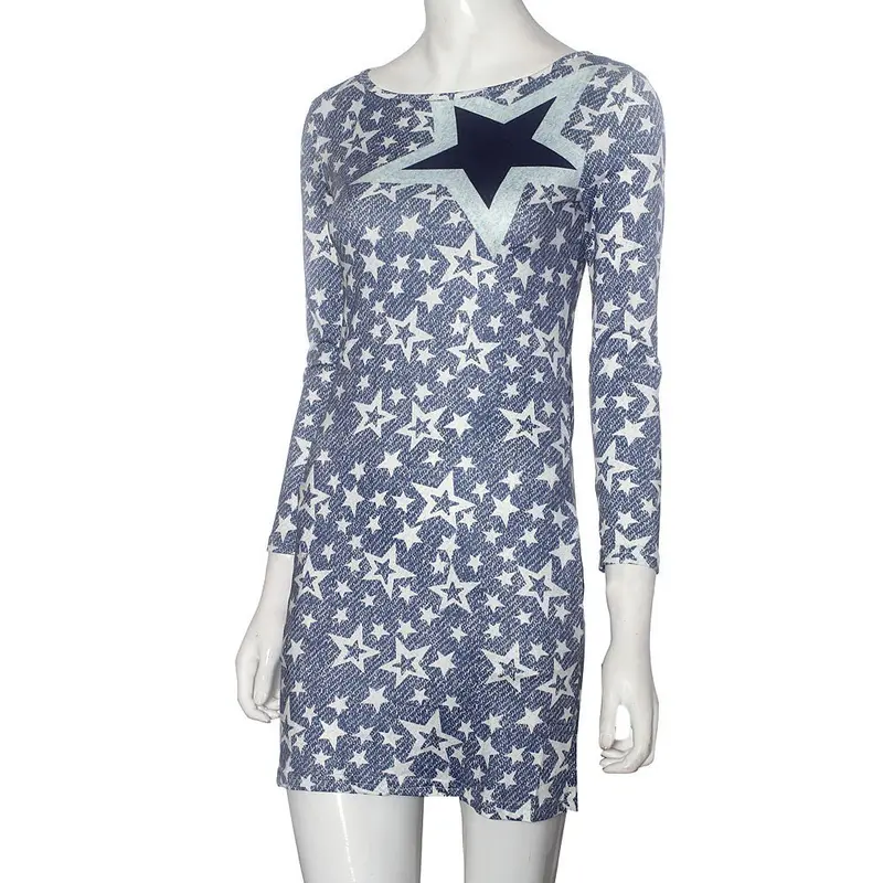 Vestidos Women's Dresses Casual Three Quarter Star Pattern Front Pocket Dress Big Sizes Plus Size Robe Ropa Mujer 3