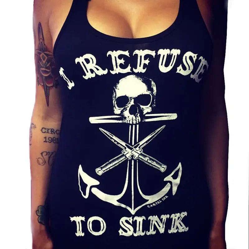 Vetement Women Boat Anchor Skull Printing Vest Modern Sleeveless Blouse Tank Tops Shirt Dames Bloezen 2