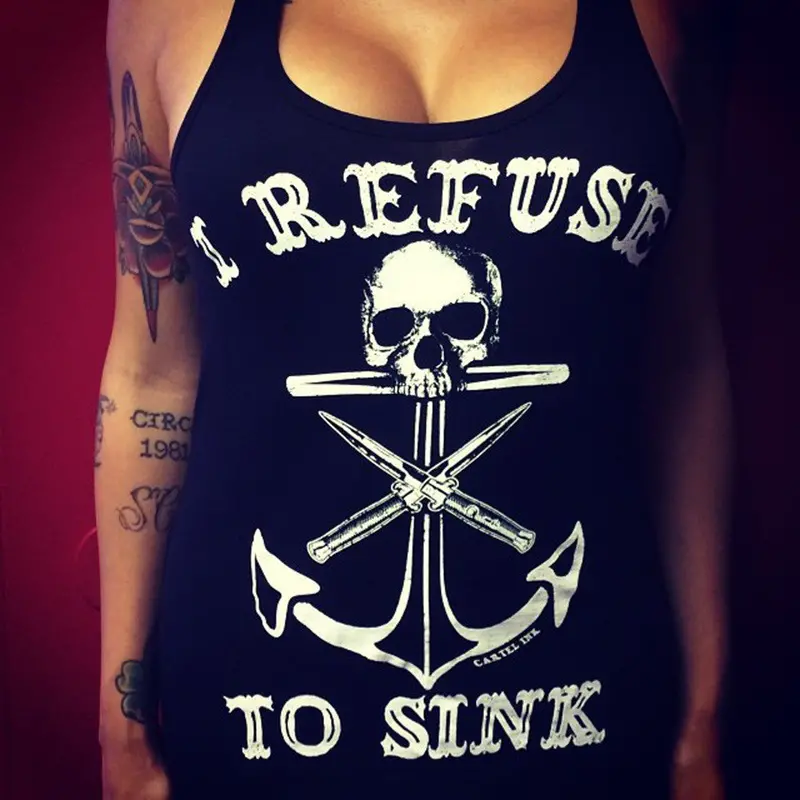 Vetement Women Boat Anchor Skull Printing Vest Modern Sleeveless Blouse Tank Tops Shirt Dames Bloezen 4