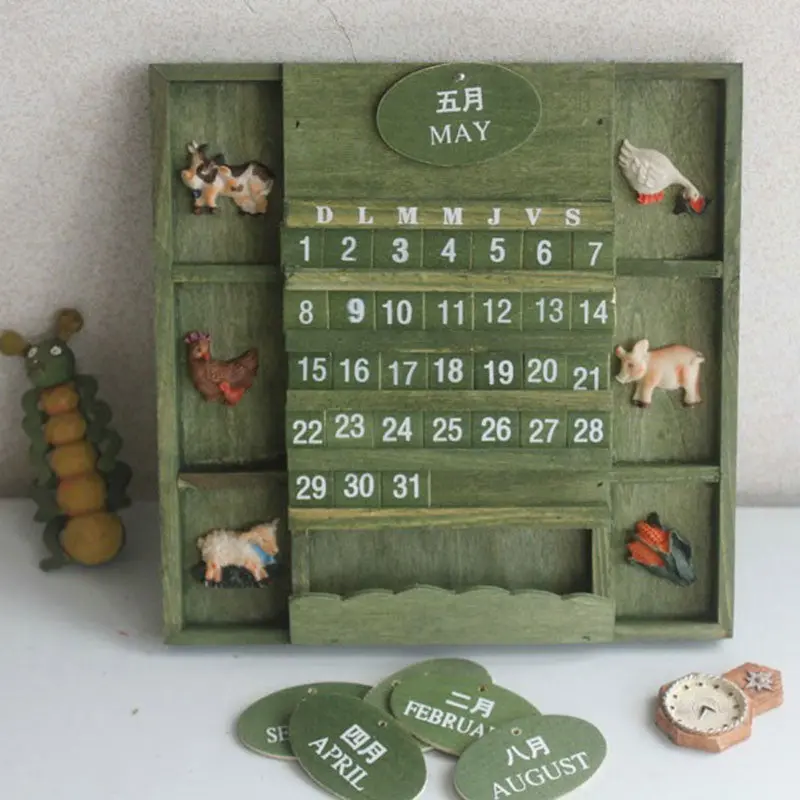 Vintage American Country Style Hanging Wall Calendar Wood Home Decor Cute 78205 1