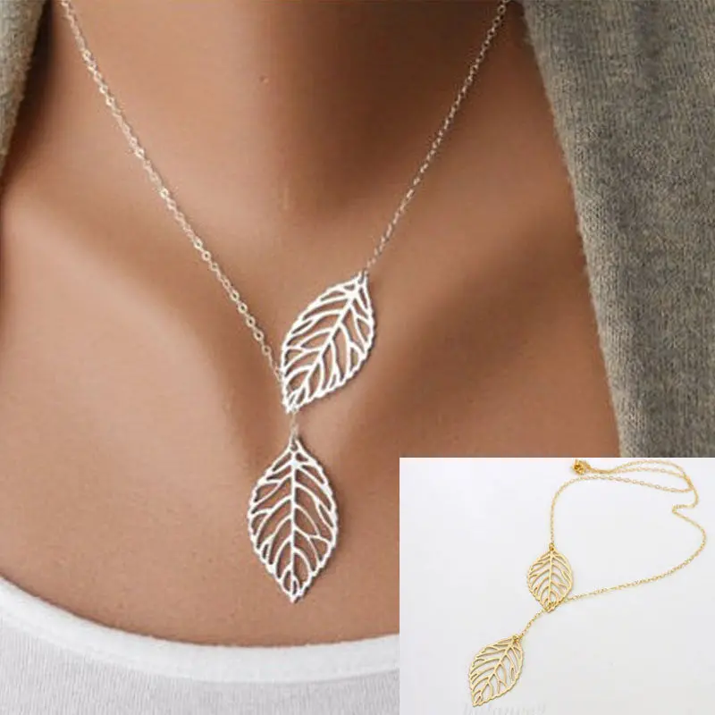 Vintage Big Leaf Pendant Women Necklace Clavicle Chain For Girls 1