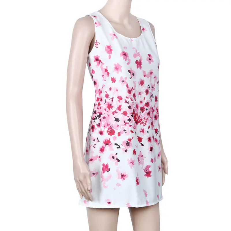 Vintage Boho Women Sleeveless Beach Floral Short Mini Dress Sundress Plus Size Dress Vestidos Feida 4