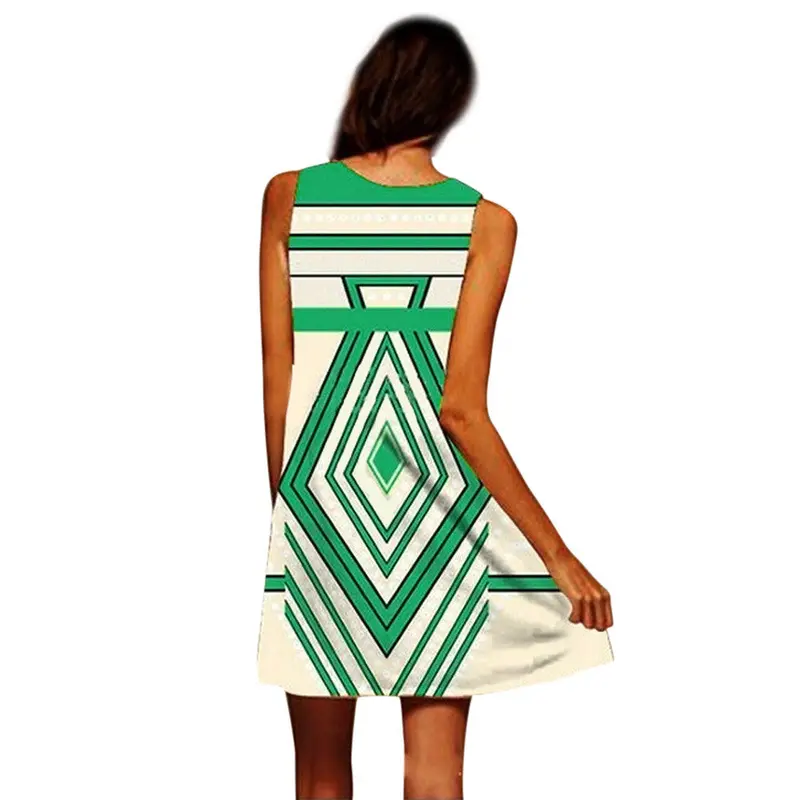 Vintage Boho Women Sleeveless Beach Printed Short Mini Dress Vestido De Festa Short Dress Clothes 2