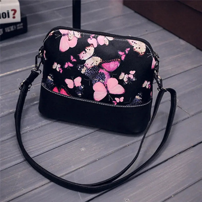 Vintage Butterfly Flower Women's Hbags Printing Shoulder Bag Leather Purse Satchel Clutch Tote Messenger Ladies Bag Designer 1