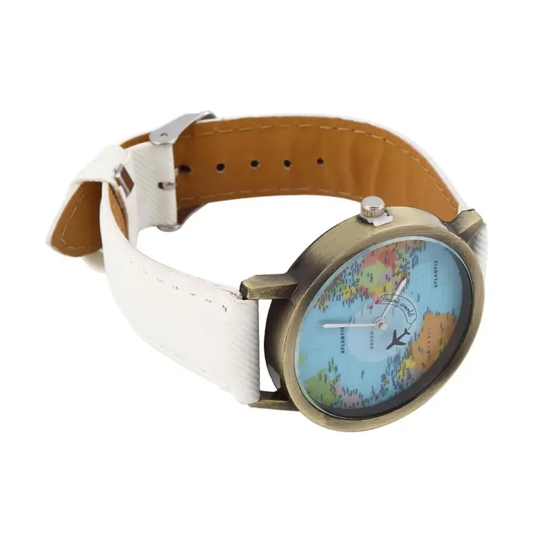 Vintage Casual World Map Dial Analog Quartz Wrist Watchworldwise 1