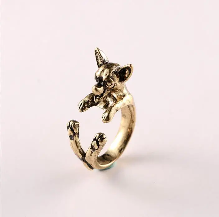 Vintage Chihuahua Dog Ring Cute Animal Anel Retro Alloy Bulldog Adjustable Ings Anillos Mujer 'S Bijoux Dwjz343 1